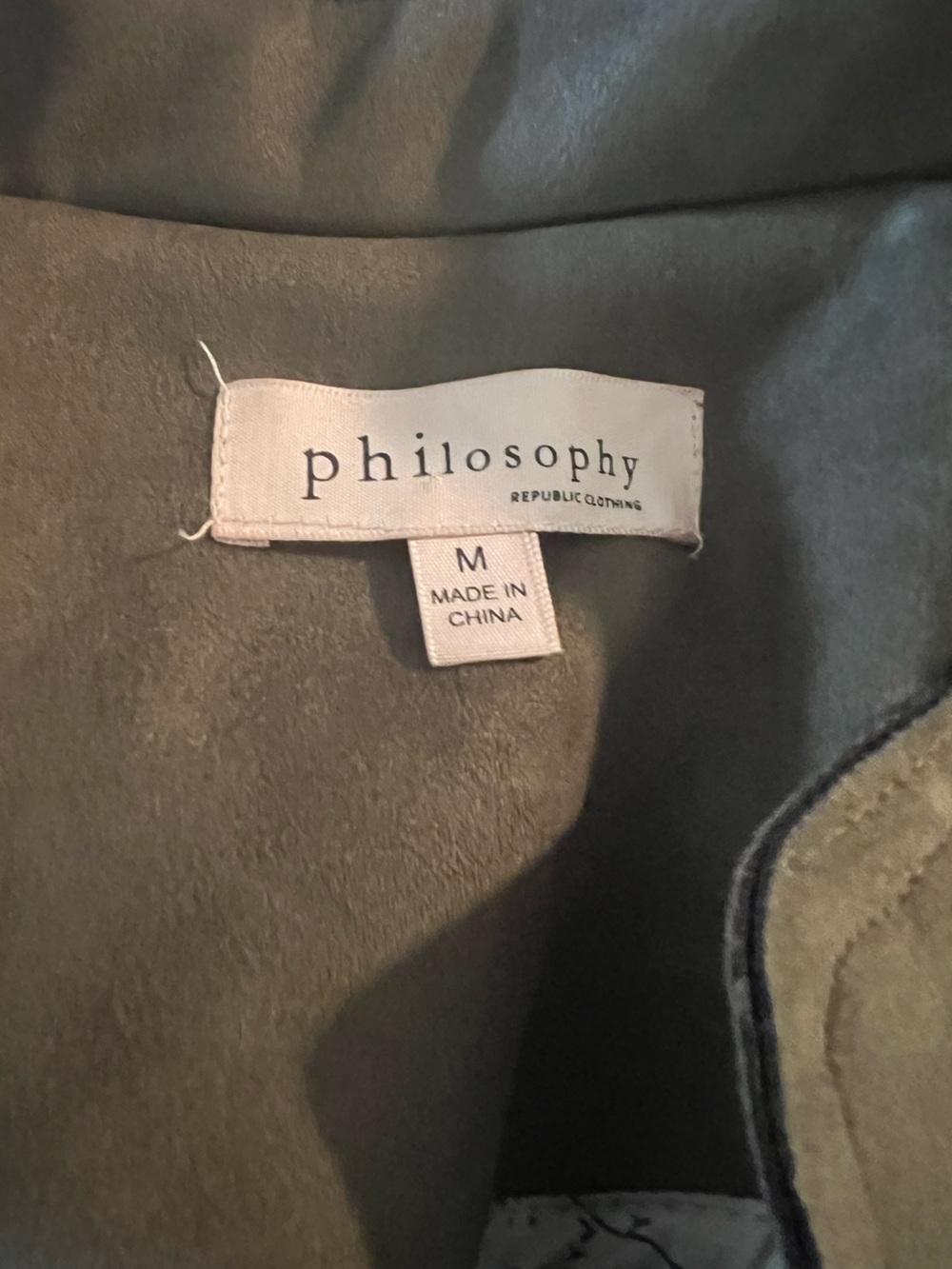 Philosophy Medium Olive Green Suede Moto Jacket - Picture 6 of 7